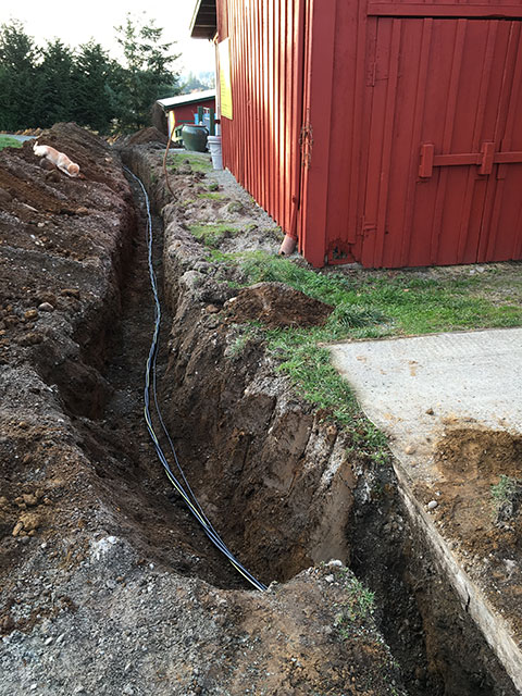 Trench with electrical cable